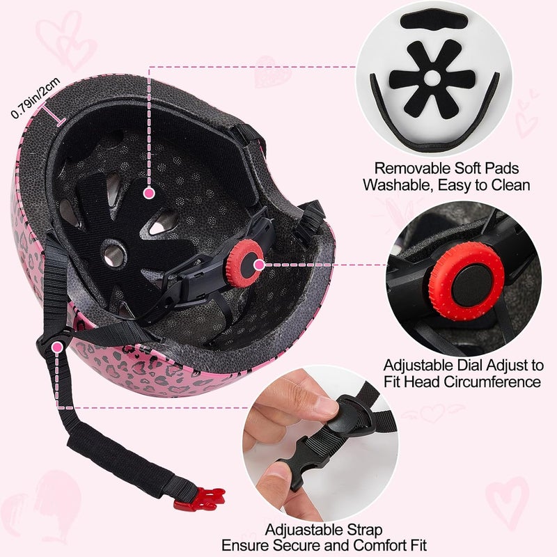 FIODAY Kids Helmet, Bike Helmets for Kids 8-14 with Knee Pads and Elbow Pads Wrist Guards, Adjustable Youth Girls Bike Helmet with DIY Cat Ears Skateboard Helmet for Scooter Skating Cycling - Image 4